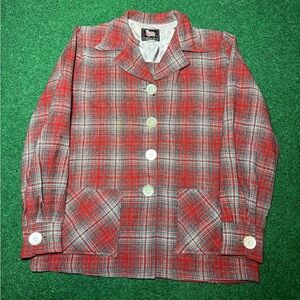 Vintage Woolrich 40s 50s Classic Plaid 49er Womens 12 Blazer Shirt Jacket